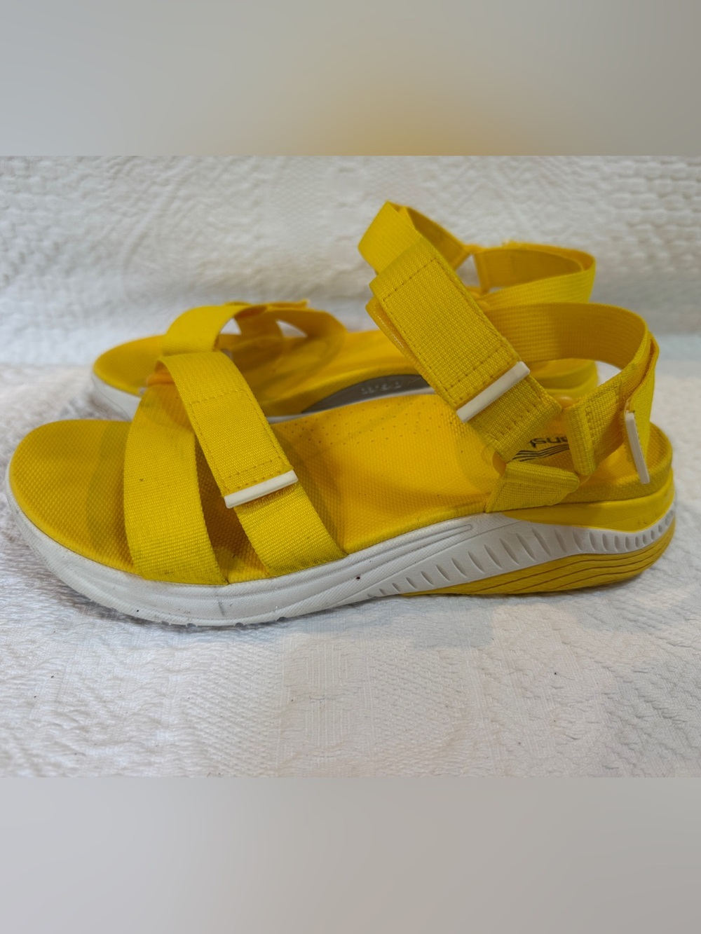 Dansko Racquel Sandals Womens 38, 7.5/8 Yellow White Comfort Shoes Adjustable